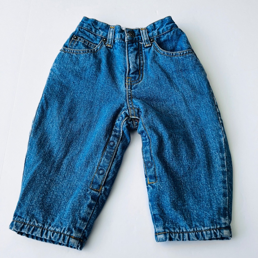 Vintage Gymboree Fleece Lined‎ Baby Pants Infant Cotton Snap Leg Warm Winter